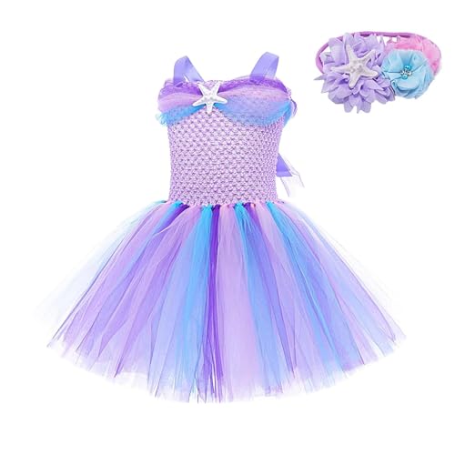 Kioriur Meerjungfrau-Tutu-Kleid für Mädchen – wiederverwendbares Meerjungfrau-Outfit-Set für Mädchen – Tutu-Rock, Kostümkleider für Kostümpartys, Mädchen, Kleinkinder von Kioriur