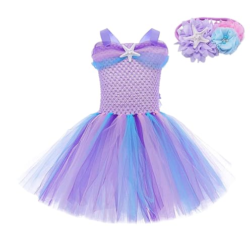 Kioriur Meerjungfrau-Tutu-Kleid für Mädchen – wiederverwendbares Meerjungfrau-Outfit-Set für Mädchen – Tutu-Rock, Kostümkleider für Kostümpartys, Mädchen, Kleinkinder von Kioriur