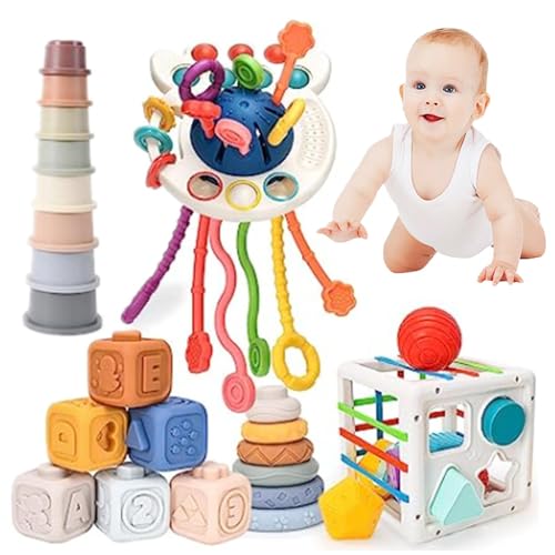 Kioriur Sinnesspielzeug für Babys, weiche Bausteine ​​,Stapelblöcke-Set - Multifunktionales Spielzeug, Vorschulaktivitäten, sensorisches Kleinkindspielzeug für und Mädchen von 3–12 Monaten von Kioriur