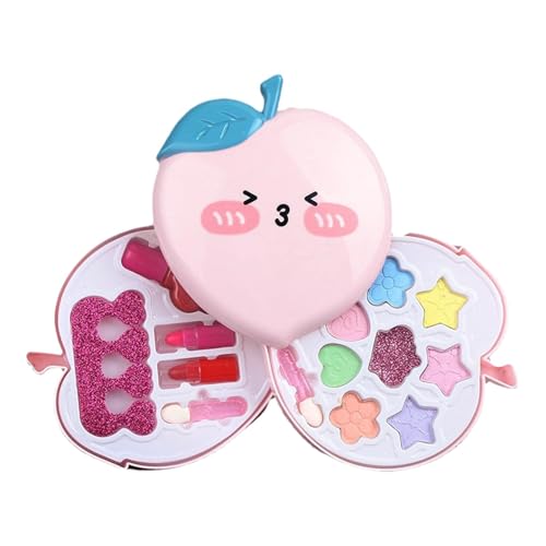 Kioriur Spielzeug-Make-up, -Make-up-Set | Princess Toys Echtes Kosmetikset,Kleinkindspielzeug für kleine Mädchen, Prinzessinnenspielzeug, Pfirsich-Make-up-Box für Kinder, Teenager, von Kioriur