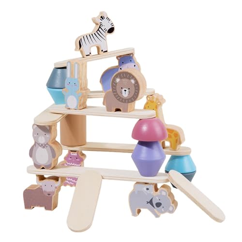 Kioriur Tierstapelspiel, Tierstapelblöcke | Tier Holzstapelspiel Balance Toys,Bildungsholzblöcke für Kinder Mädchen Weihnachten von Kioriur