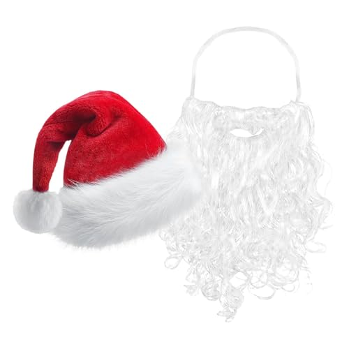 Weihnachtsmützen, Weihnachtsmann-Bart – Weihnachtsmann-Weihnachtsdekorationen, Mützen-Bart-Set | Weihnachtsmann-Bart-Mütze für Erwachsene, ausgefallenes, originelles Kostümkleid, bequeme, dicke, klass von Kioriur