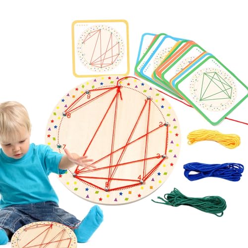 Holz Geoboard,Geoboard,Kreatives Fadenwickelbrett aus Holz - -Spielzeug für Vorschulkinder, Feinmotorik-Lernspielzeug für Kinder im Alter von 3 bis 5 Jahren, und Mädchen von Kirdume