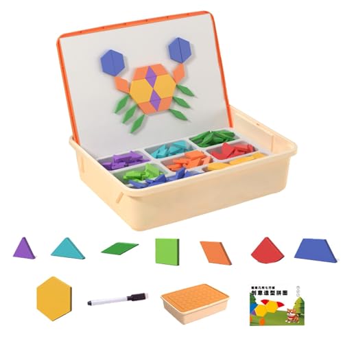 Magnetisches Tangram-Puzzle, Puzzleblöcke - Magnetisches Puzzle-Blöcke-Brettspiel für Jungen,Frühpädagogisches Lernspielzeug, Lernspielzeug für Kinder im Alter von 3–6 Jahren, Jungen und Mädchen von Kirdume