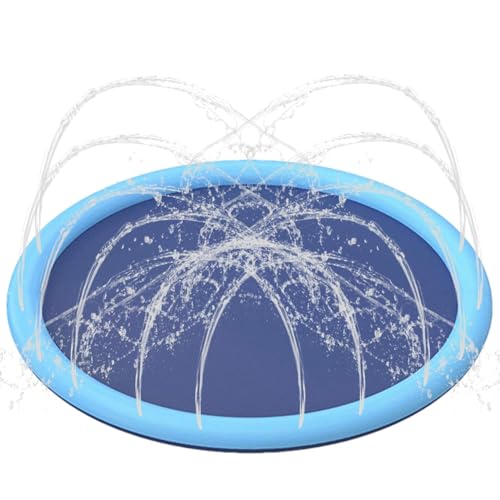 Wasserspielmatte, Hundesprinkler,Blaues rutschfestes Spritzpad | Niedlicher Splash-Pad-Sprinkler für Spaß, 0,58 mm dick, rutschfestes Hinterhof-Pool-Außenspielzeug für Kinder und Hunde von Kirdume