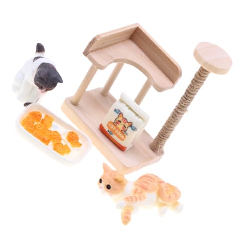 Kisangel Miniatur Katzenkletterturm Holz Puppenhaus Zubehör für Katzenliebhaber Realistisches Kätzchen Spielzeug Kleiner Hausschmuck Kisangel Miniatur Katzenkletterturm Holz Puppenhaus Zubehör für Katzenliebhaber Realistisches Kätzchen Spielzeug Kleiner Hausschmuck von Kisangel