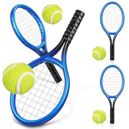 Kisangel 1:12 Mini-Tennisschläger Und Ball-Set 4 Sets Miniatur-Tennis-Set Mini-Tennis-Kuchenaufsatz Puppenhaus-Tennisspielzeug Puppenhaus-Dekoration DIY-Sportzubehör von Kisangel