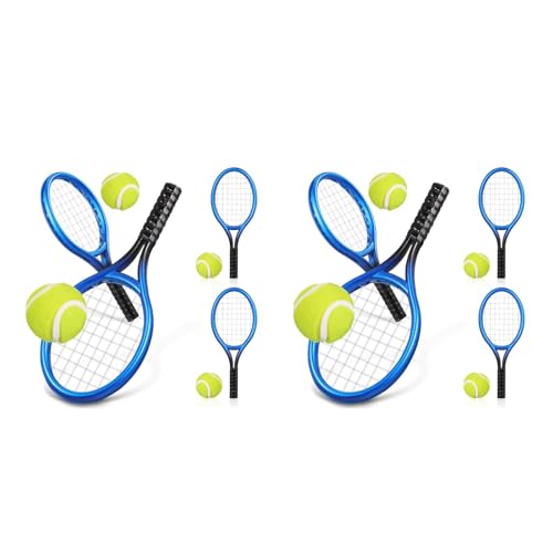 Kisangel 1:12 Mini-Tennisschläger Und Ball-Set 8 Sets Miniatur-Tennis-Set Mini-Tennis-Kuchenaufsatz Puppenhaus-Tennisspielzeug Puppenhaus-Dekoration DIY-Sportzubehör von Kisangel