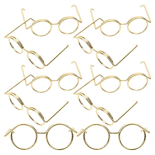 Kisangel Puppenbrillen 5 cm 10 Stücke Metall Rand Brillen Brillen Puppen Stoff Verkleiden Brillen Für Party Verkleiden (Golden) Puppenbrille Für 18-Zoll-Puppen Puppenbrille 5cm von Kisangel