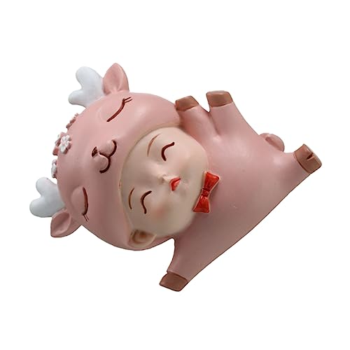 Kisangel 1stk Backen Dekoration Ornamente Kuchen Picks Mini-babypuppen Autospielzeug Für Babypuppen-ornament Kuchenblumen Babys Puppen Tiere Cartoon- -statuen Mädchen Harz Rosa von Kisangel