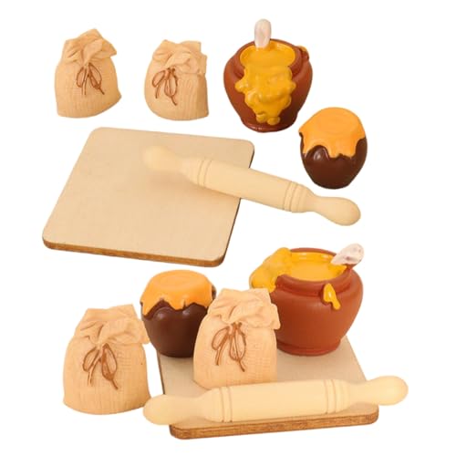 Kisangel 2 Satz Miniatur Backset für Puppenhaus mit Holz-Nudelholz Honigglas und Mehltüte Realistische Küchendeko für Basteln Fotografie und DIY-szenen Kisangel 2 Satz Miniatur Backset für Puppenhaus mit Holz-Nudelholz Honigglas und Mehltüte Realistische Küchendeko für Basteln Fotografie und DIY-szenen von Kisangel