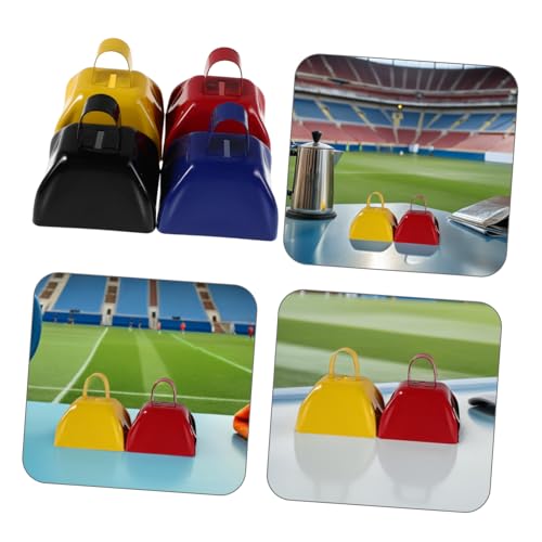 Kisangel 4 Stück Teiliges Metall Kuhglocken mit Griff Laute Jubelglocken für Fußball Baseball Sportveranstaltungen und Partyfeiern in Gelb Rot Blau Schwarz Kisangel 4 Stück Teiliges Metall Kuhglocken mit Griff Laute Jubelglocken für Fußball Baseball Sportveranstaltungen und Partyfeiern in Gelb Rot Blau Schwarz von Kisangel