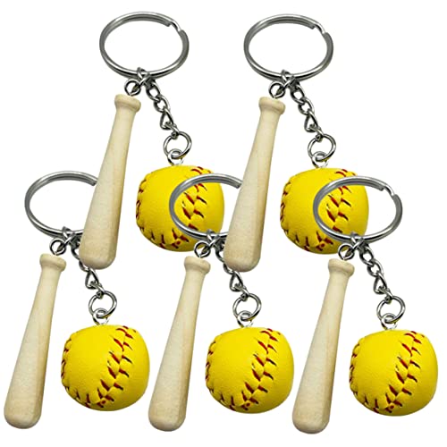 Kisangel 5St Schlüsselanhänger Gelber Schlüsselring Tasche Armbänder schlüsselringe Baseball-Partygeschenke für Bowling-Schlüsselkettengeschenke Schlüsselhalter Leder Yellow von Kisangel