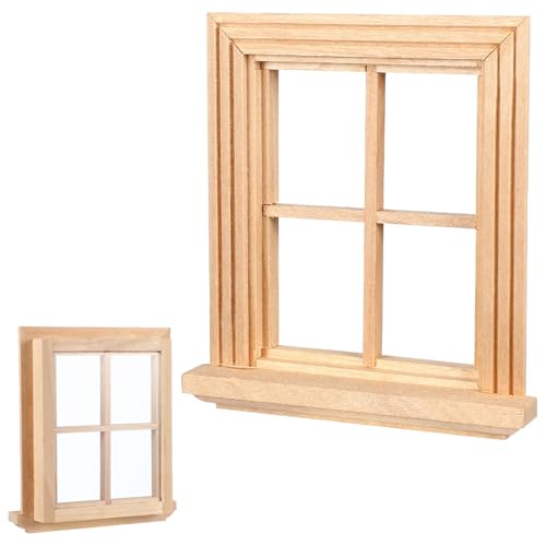 Kisangel Dollhouse Fensterrahmen Modell 1: 12 Möbelfenster Winziges Holzschmuck Spielzeug Für DIY Doll Schlafzimmerzubehör von Kisangel