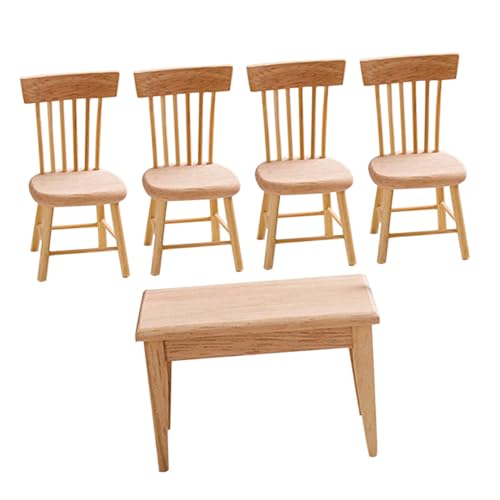 Kisangel Maßstab Kleines Set aus Robustem Eichenholz Esstisch mit Stühlen Glatte Oberfläche Langlebige Miniaturmöbel für Puppenhaus Dekoration und Rollenspiel Kisangel Maßstab Kleines Set aus Robustem Eichenholz Esstisch mit Stühlen Glatte Oberfläche Langlebige Miniaturmöbel für Puppenhaus Dekoration und Rollenspiel von Kisangel