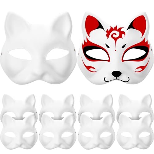 Kisangel Weiße Katzenmaske 10 Stücke Unbemalte Katzenmaske Leere Katzenpapiermaske Leere Weiße Katzenmaske DIY Weiße Papiermaske Maskerademasken Für Kinder Basteln Cosplay von Kisangel