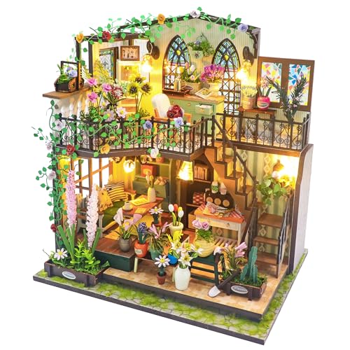 Kisoy Puppenhaus Miniatur mit Möbel Kit, Handgemachtes DIY Haus Modell für Teenager Erwachsene Geschenk (Tanzendes Blumenhaus) von Kisoy