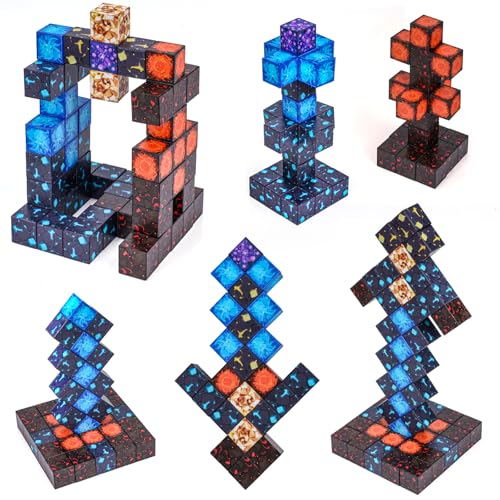 Geschenk Junge 5 6 7 8 9 Jahre, Magnetische Bausteine Spiele ab 4-12 Jahren Mädchen Kreatives Geschenke 6-10 Jahre STEM Magnet Spielzeug Kinder Build Mine World Set Lernspielzeug Junge Magnetspiel von Kiss Baby