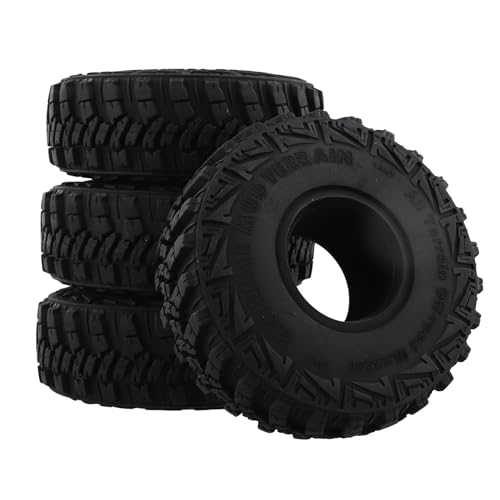 Kissmii 4 Stück 120 X 44 mm Weichgummireifen 1,9 Rad Rock Terrain Reifen für 1/10 RC Crawler Car -4 Axial SCX10 90046 von Kissmii