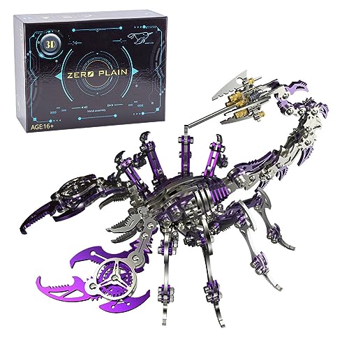 Kisss 3D Metall Puzzle Modellbausatz Erwachsen, 200PCS+Steampunk Skorpion König Metall Modell, 3D Puzzles DIY Tier Metall Kreativornament, Kreatives Geschenkset für Kinder und Erwachsene (Purple) von Kisss