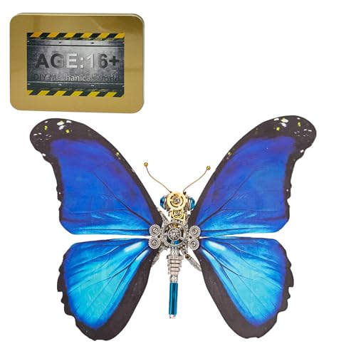 Kisss 3D Metall Puzzle Morpho Menelaus Starry Butterfly Model Kits, Steampunk 3D Metall Modell DIY 3D Puzzles, Metall zusammengesetzt Tier 3D Puzzles für Erwachsene zu bauen-150PCS+ von Kisss