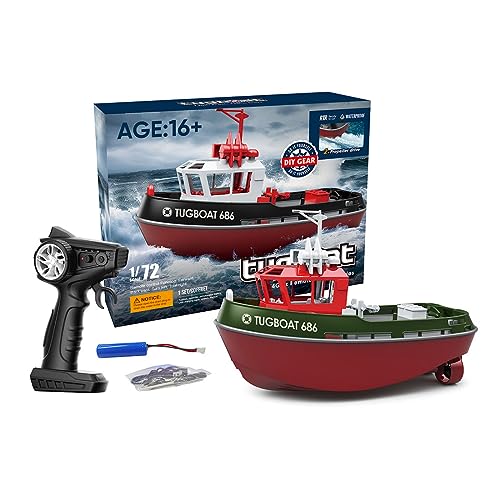 Kisss Control Boat, 1:72 2.4G Tugboat Model Toy Boat, Wasserfahrzeug Modell Wasserspielzeug Geburtstagsgeschenke für Erwachsene Freunde (RTR/Grün) von Kisss