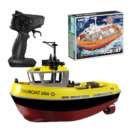 Kisss Control Boat, 1:72 2.4G Tugboat Model Toy Boat, Wasserfahrzeug Modell Wasserspielzeug Geburtstagsgeschenke für Erwachsene Freunde (RTR/Yellow) von Kisss