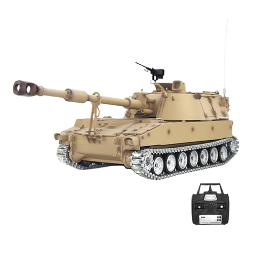 Kisss Ferngesteuerter Panzer, 2,4 G, 1:16 M109A2, Granatenpanzer, ferngesteuertes Militärfahrzeug, Modell RC Panzer mit Lichtern, Sounds für Militärfans und Erwachsene von Kisss