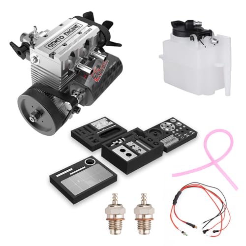 Kisss Motor Bausatz, ST-NF2 7.0cc Mini Modell L2 Motorbausatz + Stromversorgung für Bürstenstart + Kraftstoffleitung + Miniatur-Kraftstofftank aus Kunststoff + F-Typ-Heizkopf (Stecker) von Kisss