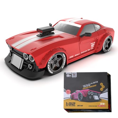 Kisss RC Drift Auto Car, 1/32 Scale 4WD RC Drift Car High Speed Drifting RC Cars Modellfahrzeug Geburtstag Weihnachten für Erwachsene-RTR von Kisss