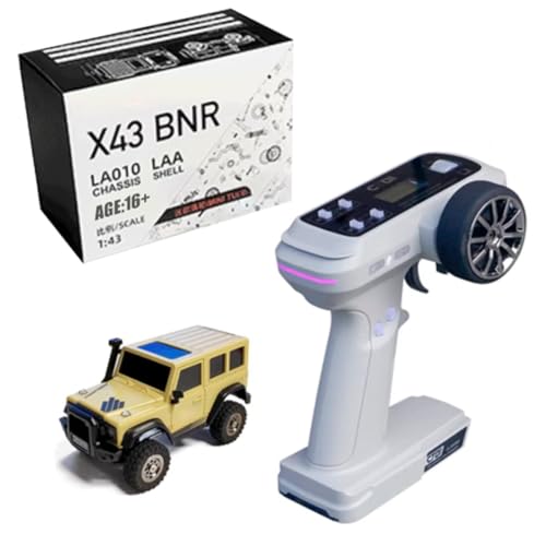 Kisss Steuer Auto Off-Road, X43 1:43 2.4G Auto Steuerung LKW Spielzeug, Mini Kletterfahrzeug Crawler Rennwagen Spielzeug Geschenk für Erwachsene-RTR (Wüste Gelb) von Kisss