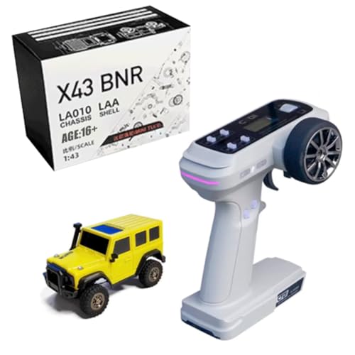 Kisss Steuer Auto Off-Road, X43 1:43 2.4G Auto Steuerung LKW Spielzeug, Mini Klettern Fahrzeug Crawler Rennwagen Spielzeug Geschenk für Erwachsene-RTR (Zitrone Gelb) von Kisss