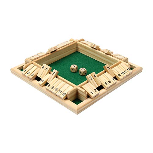 Kitchnexus Deluxe 4-Spieler Shut The Box Holz Tisch Spiel Klassisch Würfelspiel Board Spielzeug (Grün) von Kitchnexus