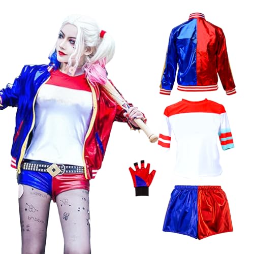 Kostüm Kinder Karneval Halloween Kostüm Kinder Erwachsene Cosplay-Kostüm Mädchen mit Handschuhe Jacke T-shirt Shorts Halloween Karneval Cosplay(S) von Kitimi