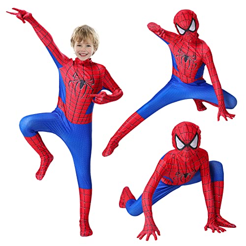 Kostüm Kinder Spider Kostüme Kinder 3D Anime Spider Kostüme Suit, Junge Cosplay Party Ankleiden Jumpsuit, Kinder Spider Faschingskostüme Zubehör von Kitimi