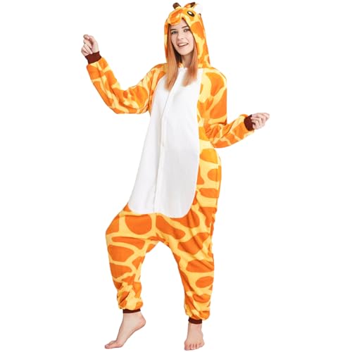 Unisex Adult Onesie, Giraffe Tier Kostüm, Sanft Kuschelig Animal Pyjamas, Anime Kleidung Rolle Spielen, Heimkleidung, Pyjamaparty, Halloween, Karnevalskleidung von Kitimi