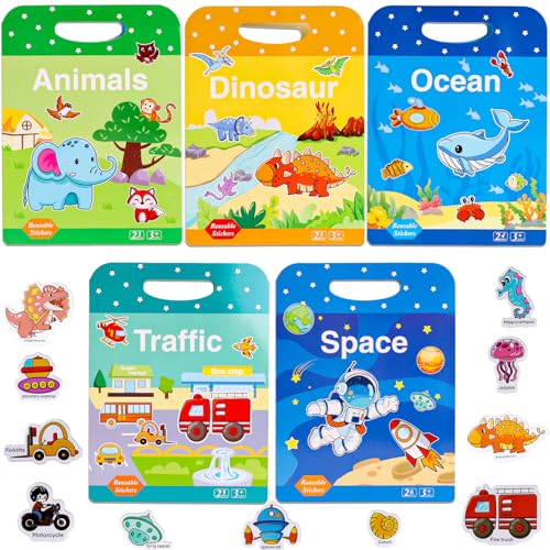Kitnelw 5 Stück Stickerbuch Wiederverwendbar Stickerbuch Tiere Dinosaurier Weltraum Meeresleben Transport Stickerbücher für Kleinkinder über 3 Jahre alt Kitnelw 5 Stück Stickerbuch Wiederverwendbar Stickerbuch Tiere Dinosaurier Weltraum Meeresleben Transport Stickerbücher für Kleinkinder über 3 Jahre alt von Kitnelw