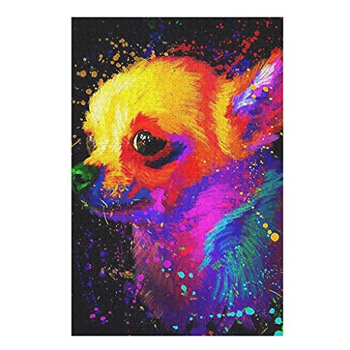 KittyliNO5 Hund Wasserfarbe Chihuahua Puzzle 1000 Teile Papier Puzzles Interessantes Puzzle Spiel Artwork DIY-Spiel White 1000pieces von KittyliNO5