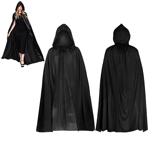 Kiuiom Halloween Umhang Mit Kapuze,Mittelalter Umhang,Vampir Umhang,Hexe Cosplay Zubehör,Karneval Umhang Jedi,Darth Vader Kapuzenumhang,150CM,1PC von Kiuiom