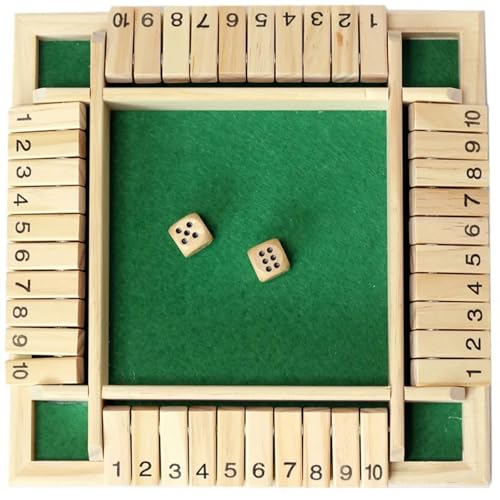 Kiuiom Brettspiel Aus Holz,Shut The Box Spiel 4-Spieler,Würfelspiel Holz Mathematik Lernspielzeug,Klappbrett Würfelspiel Für Zuhause,Wooden Table Game Classic Dice Board Toy,Für Kinder Und Erwachsene von Kiuiom