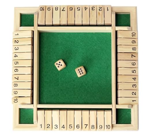 Kiuiom Brettspiel Aus Holz,Shut The Box Spiel 4-Spieler,Würfelspiel Holz Mathematik Lernspielzeug,Klappbrett Würfelspiel Für Zuhause,Wooden Table Game Classic Dice Board Toy,Für Kinder Und Erwachsene von Kiuiom