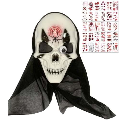 Kiuiom Gruselige Teufelsmaske, Gruselige Halloween-Maske, Horror-Kostüm-Maske, 1PC Geister Maske mit 30 Narben Tattoo Scream Maske Realistische Partymaske Cosplay-Zubehör für Halloween-Party (1#) von Kiuiom