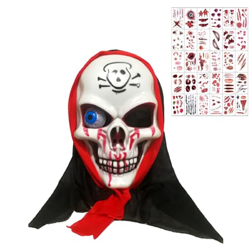 Kiuiom Gruselige Teufelsmaske, Gruselige Halloween-Maske, Horror-Kostüm-Maske, 1PC Geister Maske mit 30 Narben Tattoo Scream Maske Realistische Partymaske Cosplay-Zubehör für Halloween-Party (2#) von Kiuiom