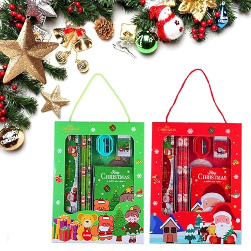 Schreibwaren Geschenkset, Weihnachts-Briefpapier-Geschenkset, Weihnachten Schreibwaren Set, 2 Set Kinder-Studenten-Briefpapier-Set Schreibwarenzubehör für Kinder von Kiuiom