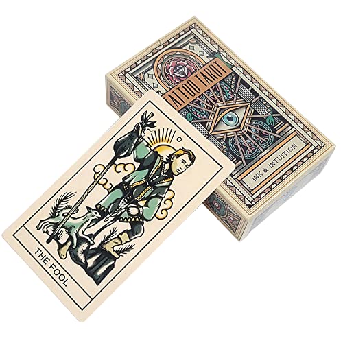 Kiuiom Tarot-Karten, Tarot-Deck, Hexen-Tarot, Wahrsagerei Spielzeug Tarot,für Anfänger Holographisch Tarotkarten Schicksals-Weissagungskarte Wahrsagewerkzeuge Kartenspielen von Kiuiom