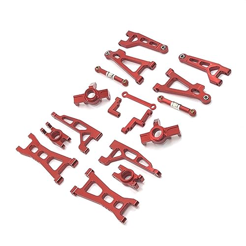 Kivvlbzeq Schwenkarm-Lenkkopfgruppe für 16207 16208 16209 16210 H16 Ferngesteuertes Auto-Zubehör Metall-Upgrade-Kit, Rot von Kivvlbzeq