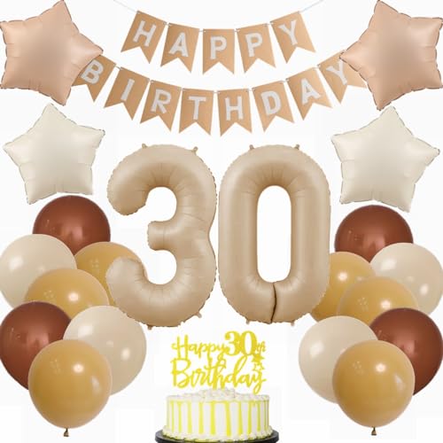 Kiwochy Beige Luftballon 30. Geburtstag Deko Junge Mädchen 30. Geburtstagsdeko Beige Ballon 30 Jahre Mädchen Geburtstagsdeko Ballon 30. Geburtstag Junge Party Deko 30 jahre Geburtstag Deko Ballon von Kiwochy