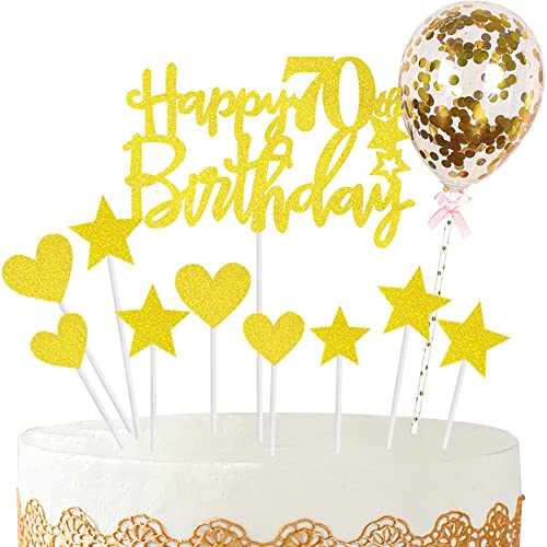 Kiwochy Glitzer 70. Geburtstag Cupcake Toppers Happy 70 Birthday Tortendeko Tortendeko 70 Geburtstag Deko Kuchen 70. Geburtstag Golden Tortendeko 70 Jahre Mann Frau Kuchendeko für 70 Geburtstag von Kiwochy