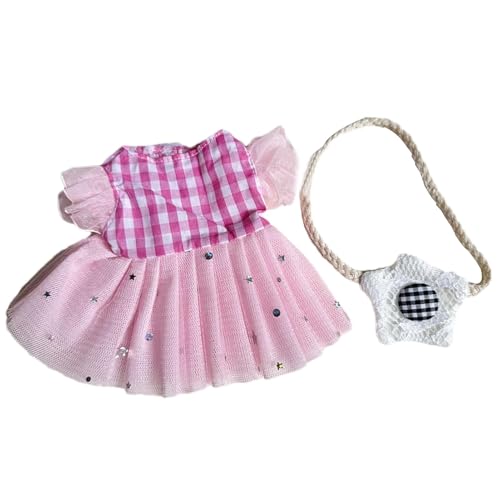 Kixolazr 20cm Plüsch Puppenkleidung Kleid,Puppenkleidung | 7-Zoll-Puppe, niedliche Stoffpuppenkostüme | Weich gefüllte Dress-Up-Rollenspiele für kleine Mädchen bis hin zu Puppen der PP-Kuschelserie von Kixolazr