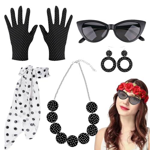 Kixolazr 50er Jahre Kostüm Accessoires für Damen Zubehör Disco Outfit Verkleidung Party Outfits für Mädchen von Kixolazr